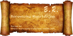 Borovszky Ruszlána névjegykártya